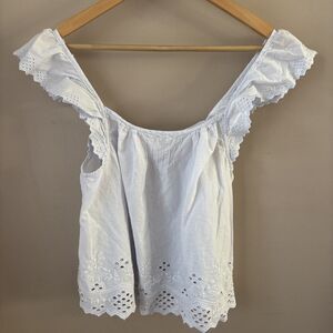 Shabby Chic Women’s Small Light Blue Lace Tank Top Blouse Sleeveless Boho Romant
